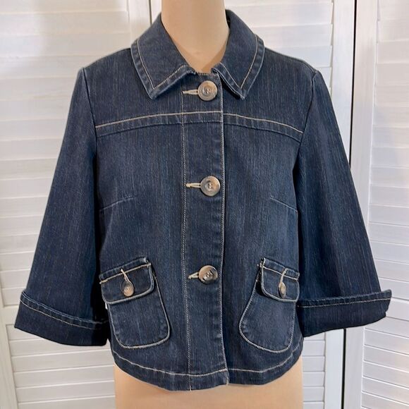 A.M.I. Y2K Jean Jacket Size Small 3/4 Sleeve NWOT - Picture 2 of 13